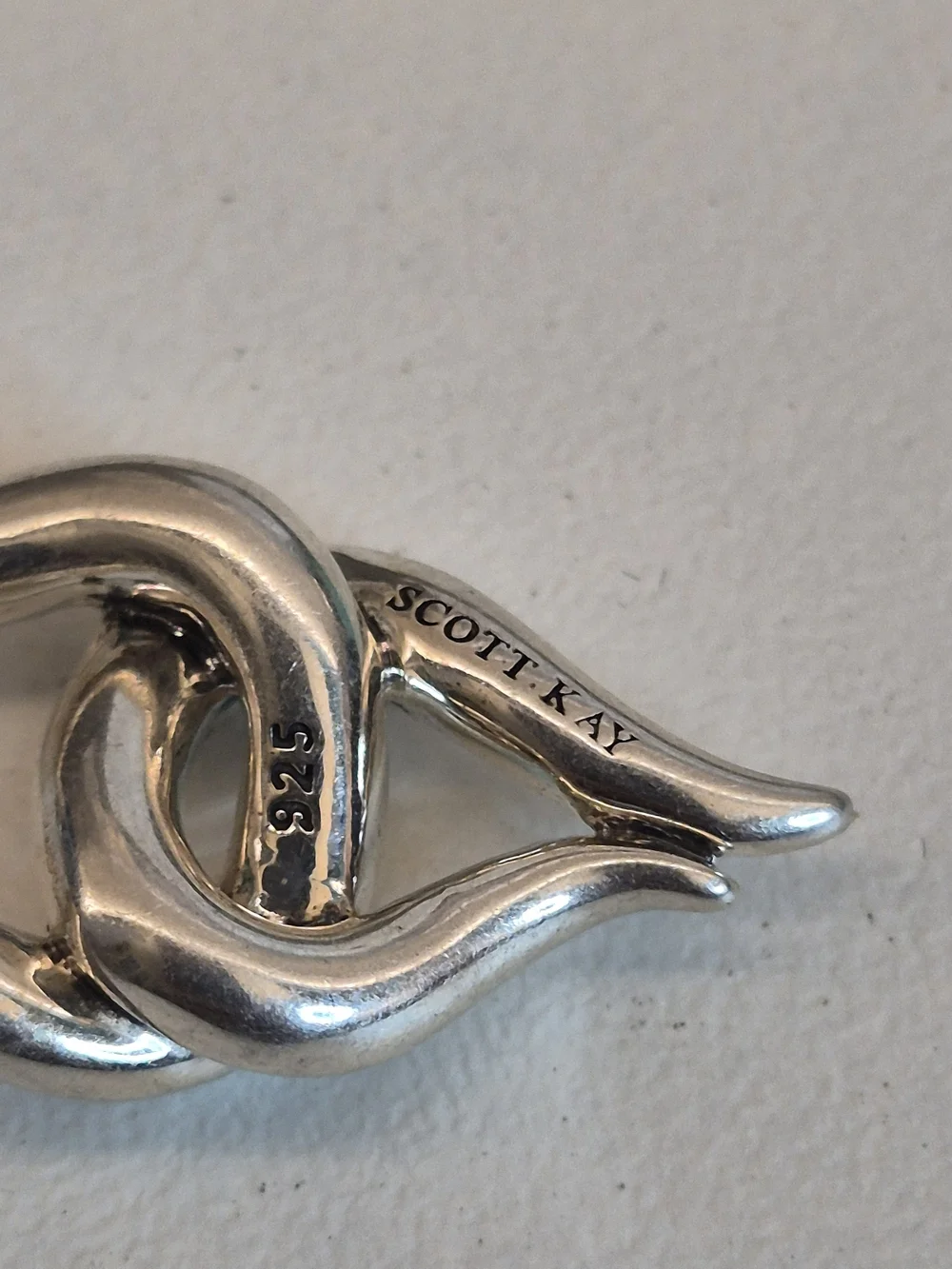 Scott Kay Sterling Silver Sculpted Interlocking Ribbon Heart Drop Earring